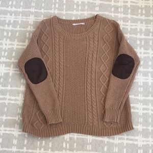 UO Camel Brown Fisherman’s Sweater Patch Elbows